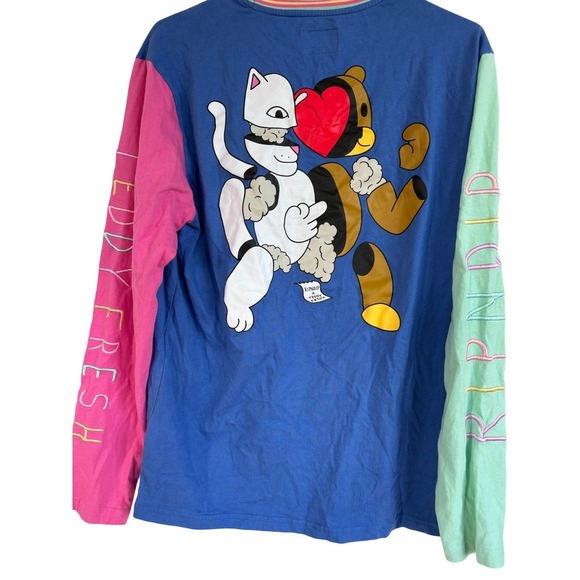 Ripndip Teddy Fresh Long Sleeve Color Block T-Shirt‎ Graphic Tee Size M - Picture 3 of 6